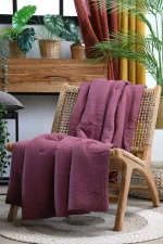 Pătură Coline 125X150 cm, culoare Visiniu, 100% bumbac