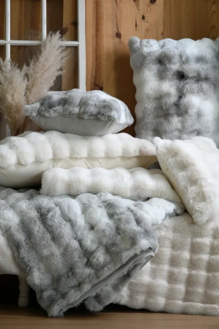 Pătură Nebraska 180X220 cm, culoare crem, 100% poliester - imagine 3