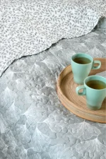 Cuvertură matlasată Nova 260X240 cm, 2 fețe de pernă 65X65 cm, culoare verde pastel, 100% poliester - imagine 4