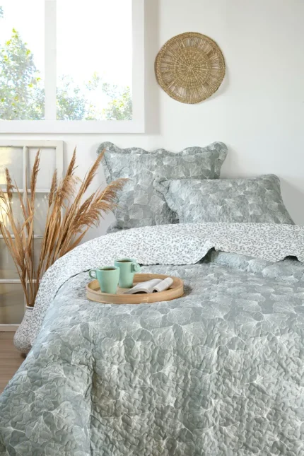 Cuvertură matlasată Nova 260X240 cm, culoare verde pastel, 100% poliester - imagine 5