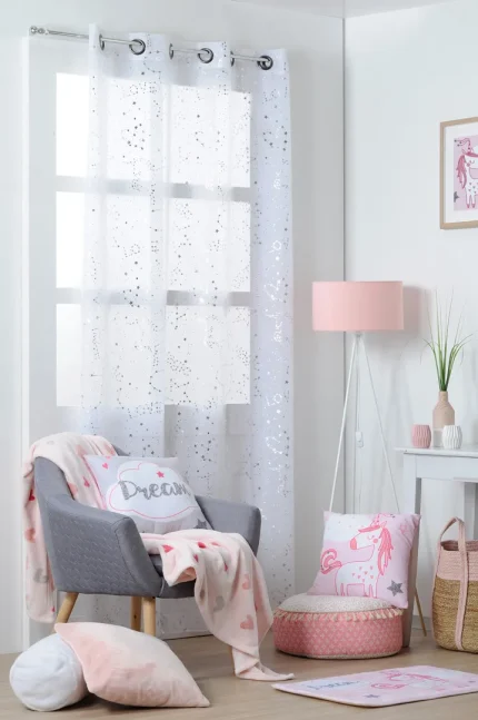 Perdea Unicorn Dream 135X260 cm, culoare alb, 100% poliester - imagine 4