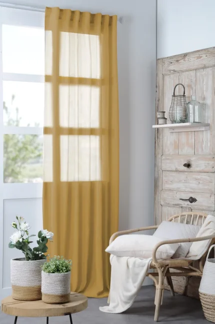 Perdea Madrid 140X260 cm, culoare muștar, 100% poliester - imagine 4