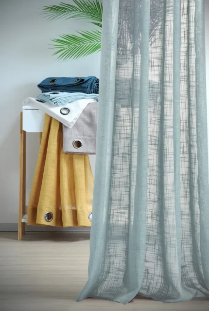 Perdea Ontario 135X260 cm, culoare bleu, 100% poliester - imagine 3