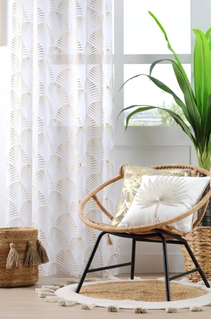 Perdea Maldives 140X260 cm, culoare auriu, 100% poliester - imagine 3