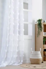 Perdea Pompinou 135X260 cm, culoare alb, 100% poliester - imagine 2