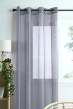 Perdea Linwood 140X260 cm, culoare gri perlă, 100% poliester - imagine 2