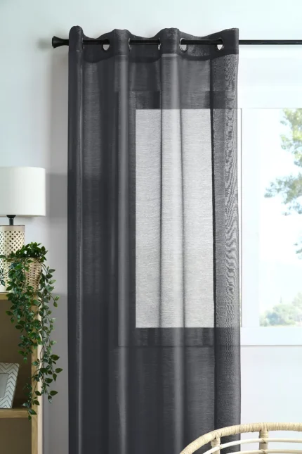 Perdea Linwood 140X260 cm, culoare negru, 100% poliester - imagine 3