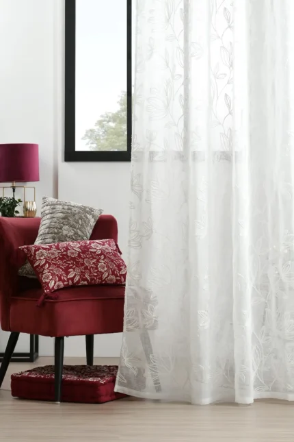 Perdea Bibury 140X260 cm, culoare alb, 100% poliester - imagine 2