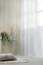 Perdea Blowing 140X260 cm, culoare alb, 100% poliester - imagine 2