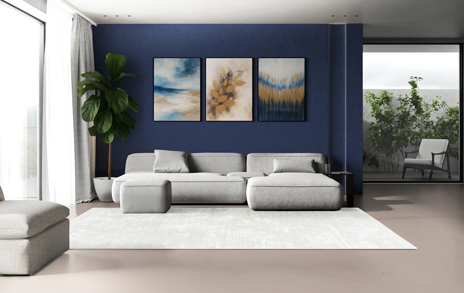 ambient-MILANO-39940A-ALB-CREM Covor living MILANO 39940A ALB CREM - imagine 1