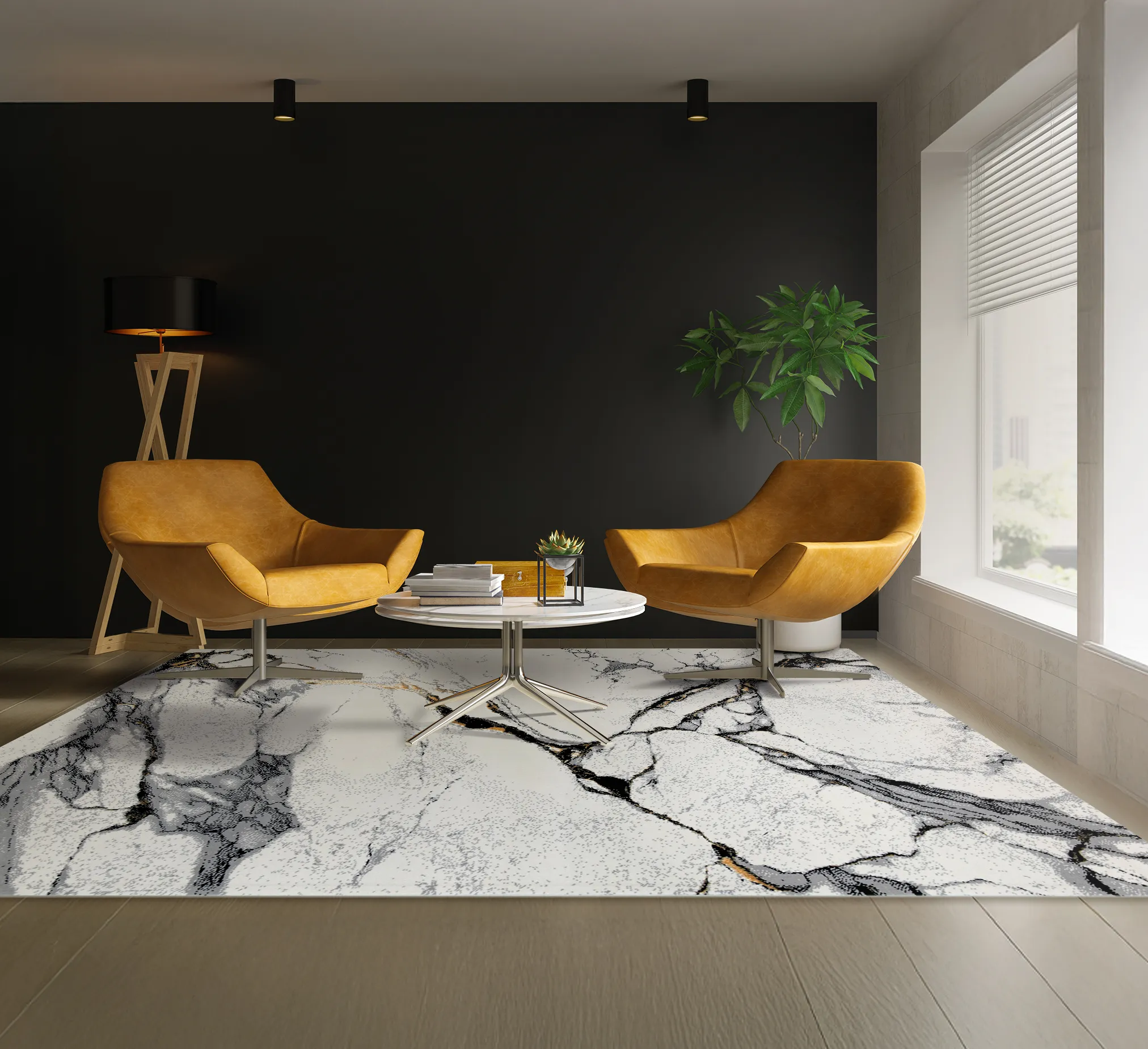 ambiental-MARMO-52812B-GOLD-FLS-BLACK Covor MARMO 52812B AURIU / NEGRU - imagine 1